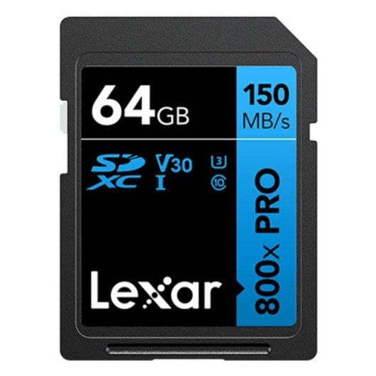 Tarjeta SD Lexar High-Performance 800xPRO 64GB SDXC UHS-I 150 MB/s Clase 10 U3 V30 Negra