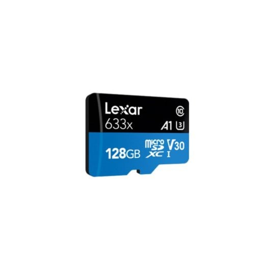 MicroSD Lexar 633x 128GB UHS-I Class 10 U3 V30 Schwarz Blau SD-Adapter