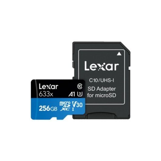 Scheda MicroSD Lexar 633x 256GB UHS-I U3 V30 100MB/s 45MB/s con Adattatore SD