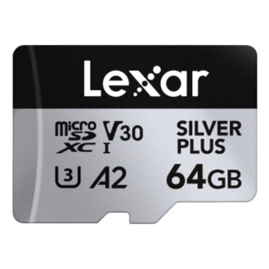 Scheda MicroSD Lexar Professional SILVER PLUS 64GB UHS-I 205MB/s 100MB/s V30 A2
