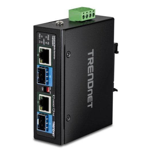 Conversor Trendnet TI-BF22SFP 2x SFP 2x RJ-45 Gigabit PoE Preto IP30 DIN