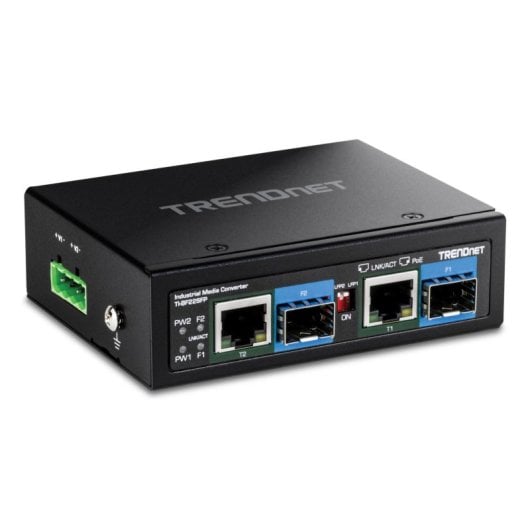 Conversor Trendnet TI-BF22SFP 2x SFP 2x RJ-45 Gigabit PoE Preto IP30 DIN