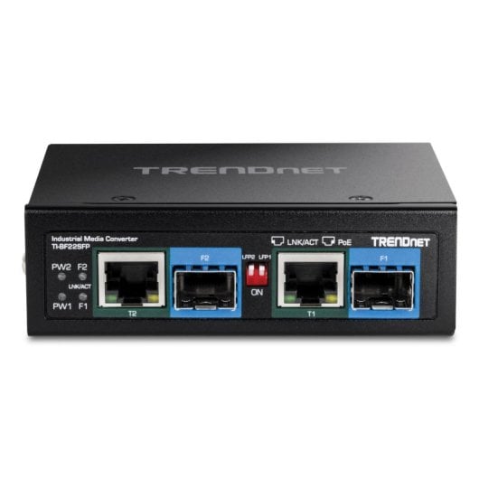Conversor Trendnet TI-BF22SFP 2x SFP 2x RJ-45 Gigabit PoE Preto IP30 DIN