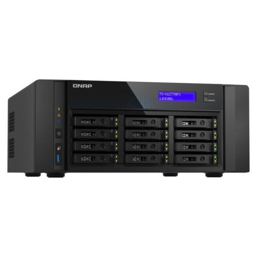NAS torre QNAP 0TB Ryzen 7 32GB DDR5 12 bahias 10GbE QuTS hero Black TS-H1277AFX-R7-32G