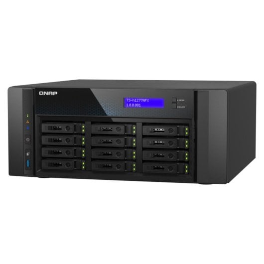 NAS torre QNAP 0TB Ryzen 7 32GB DDR5 12 bahias 10GbE QuTS hero Black TS-H1277AFX-R7-32G