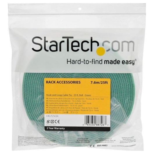 Brida Cable Ajustable StarTech.com 7,6 m Gancho Bucle Nylon Verde Para Gestión Profesional