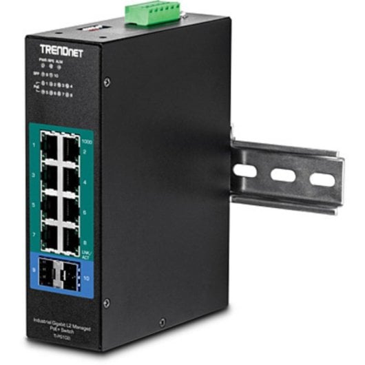 Switch TRENDnet TI-PG102i Gestionado Industrial 8x Gigabit PoE+ 2x SFP 240W IP30
