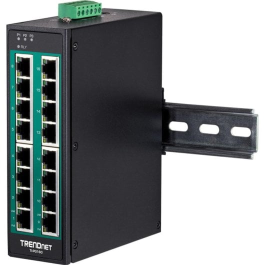 Switch TRENDnet TI-PG160 16 Puertos Gigabit DIN-Rail PoE+ Industrial IP30 240W