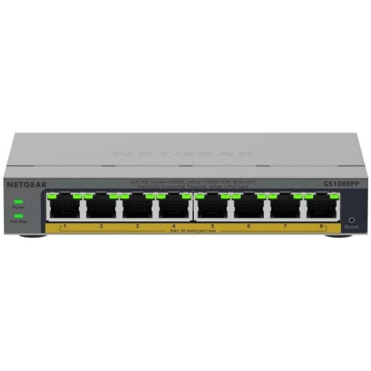Switch Netgear GS108EPP Gigabit 8 Porte PoE+ Desktop/Wall-Mount Fanless