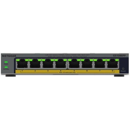 Switch Netgear GS108EPP Gigabit 8 Porte PoE+ Desktop/Wall-Mount Fanless
