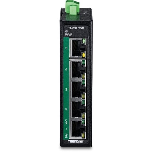 Switch Trendnet TI-PGLC50 5 portas Gigabit Ethernet PoE+ montagem parede DIN IP30