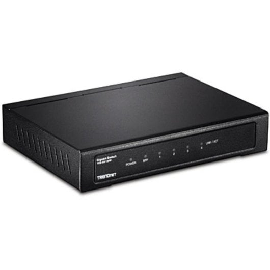 Switch Trendnet TEG-S51SFP 5 portas Gigabit 4 RJ-45 1 SFP QoS Parede Metálico
