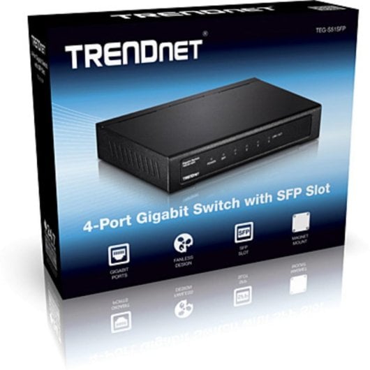 Switch Trendnet TEG-S51SFP 5 portas Gigabit 4 RJ-45 1 SFP QoS Parede Metálico