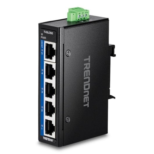 Switch Trendnet TI-GLC50 5 Puertos Gigabit Ethernet IP30 Full Duplex Metalico DIN/Pared