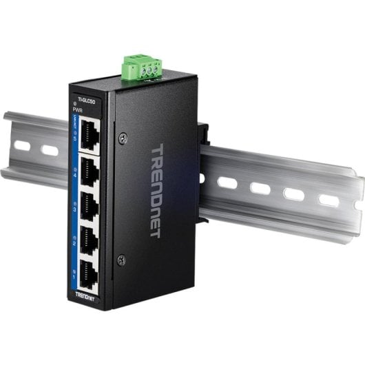 Switch Trendnet TI-GLC50 5 Puertos Gigabit Ethernet IP30 Full Duplex Metalico DIN/Pared