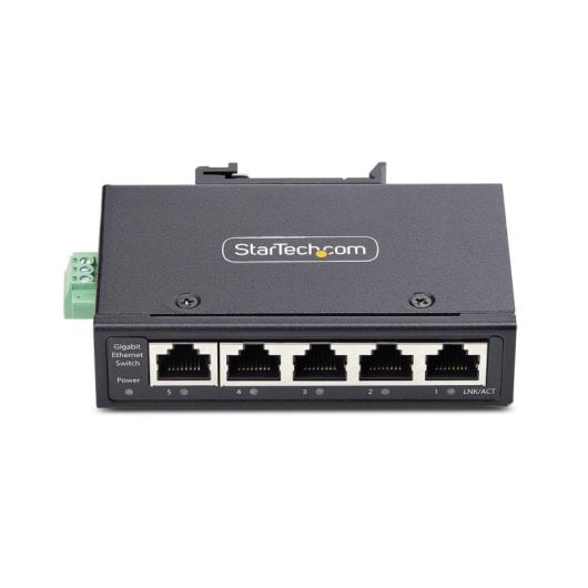 Switch StarTech Industrial 5 Puertos Gigabit 1000 Mbps IP30 Montaje DIN/Pared QoS