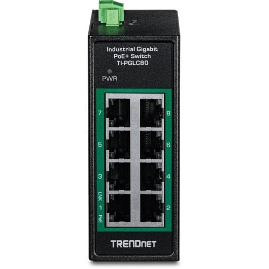 Switch Trendnet TI-PGLC80 8 Puertos Gigabit PoE+ Full Duplex Industrial