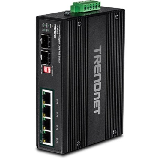 Switch industrial TRENDnet TI-UPG62 4 puertos PoE++ Gigabit 2 SFP IP30 DIN Rail