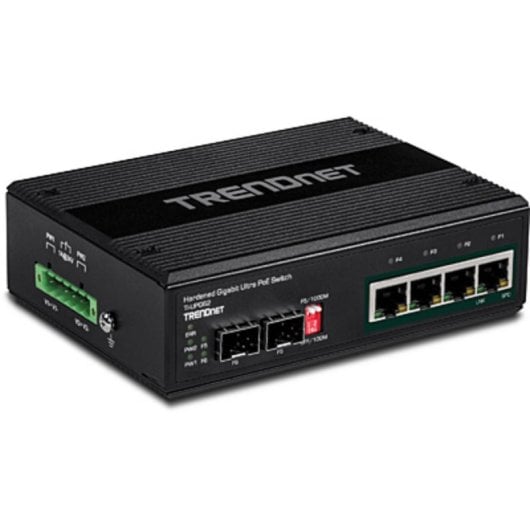 Switch industrial TRENDnet TI-UPG62 4 puertos PoE++ Gigabit 2 SFP IP30 DIN Rail