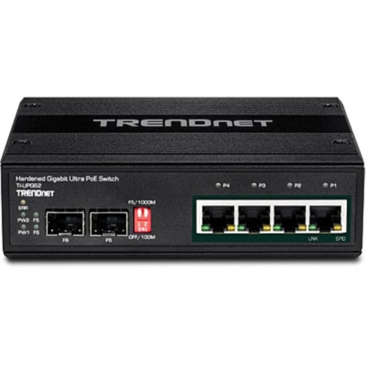 Switch industrial TRENDnet TI-UPG62 4 puertos PoE++ Gigabit 2 SFP IP30 DIN Rail