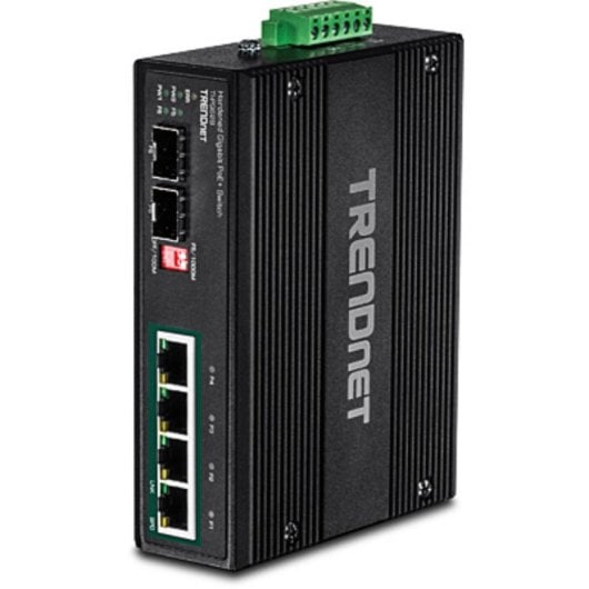 Commutateur industriel Trendnet TI-PG62B 4 ports Gigabit PoE+ 2 SFP 120 W IP30 DIN