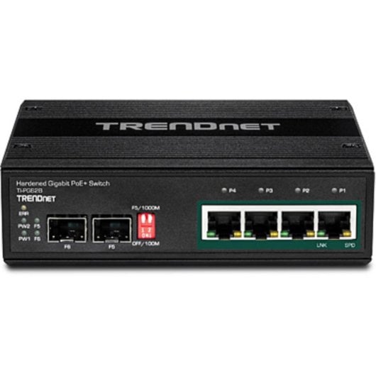 Commutateur industriel Trendnet TI-PG62B 4 ports Gigabit PoE+ 2 SFP 120 W IP30 DIN