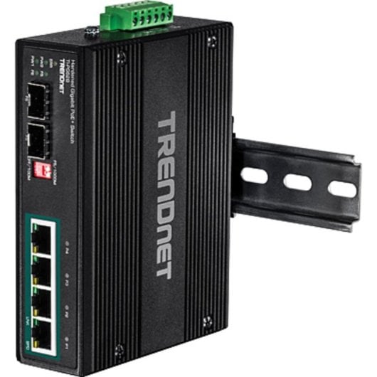 Commutateur industriel Trendnet TI-PG62B 4 ports Gigabit PoE+ 2 SFP 120 W IP30 DIN