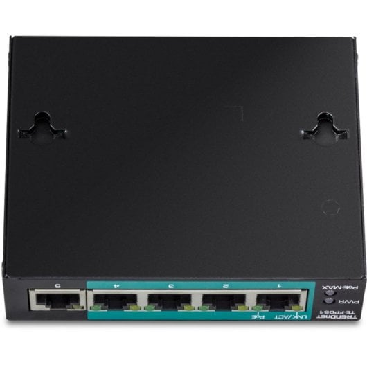 Switch Trendnet TE-FP051 Fast Ethernet 5 Puertos PoE+ 60W Largo Alcance Metalico