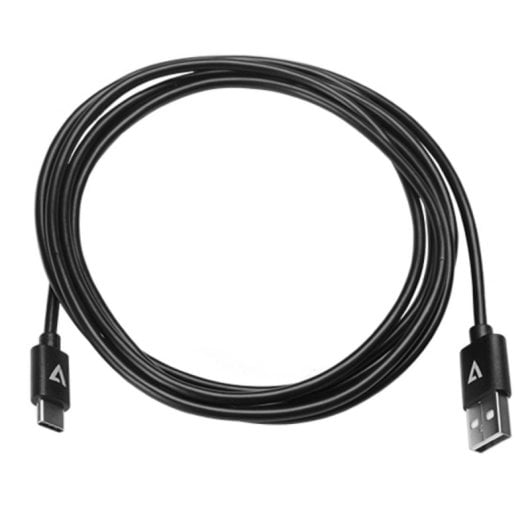 Cabo USB V7 CBLCU2A2-2E USB A macho a USB-C macho 2 m preto conector dourado