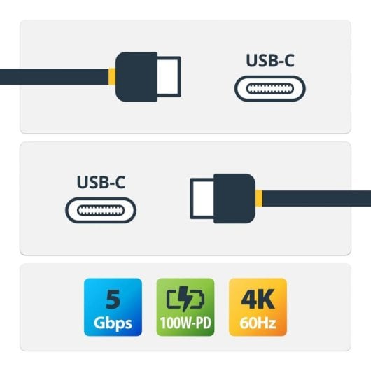 Cabo USB-C StarTech.com RUSB315CC2MBR 2m 100W 4K 60Hz ângulo direito resistente preto