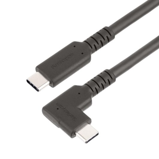 Cabo USB-C StarTech RUSB31CC1MBR 1m Angulado Resistente 100W 10Gbps Preto