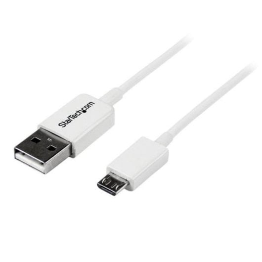 Cable USB StarTech USBPAUB2MW 2m USB A a Micro USB B Macho Blanco alta velocidad