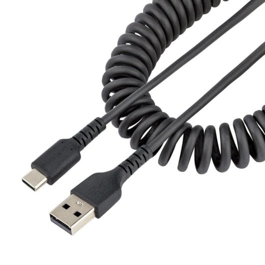 Cable USB A a USB C Rizado StarTech 0.5m Carga Rápida y Alta Resistencia