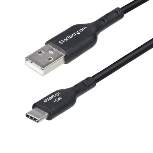 Cabo USB StarTech.com USB-A para USB-C 1 m 3A Revestimento TPE Preto