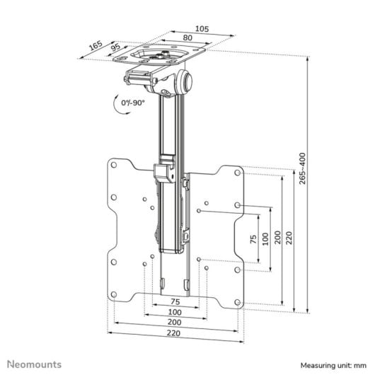 Monitor/TV-Deckenhalterung Neomounts FPMA-C020BLACK höhenverstellbar schwenkbar schwarz Stahl 10-40" 20 kg