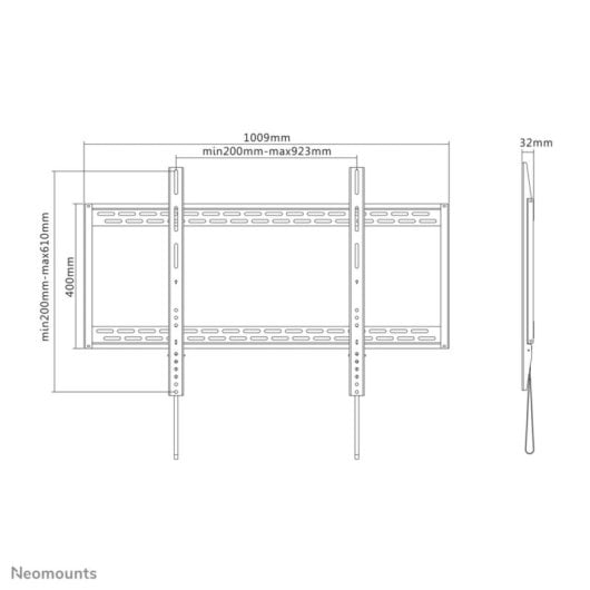 Soporte de pared Neomounts LFD-W1000 fijo para TV 60-100" acero negro VESA 900x600