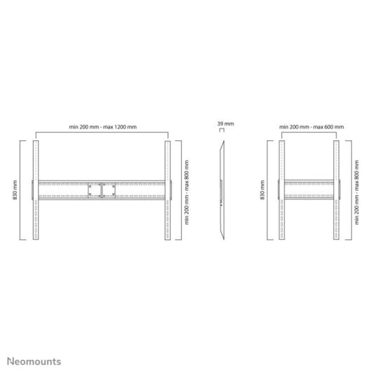 Soporte de pared Neomounts LFD-W1500 fijo 60-100" acero negro VESA 200x200-1200x800