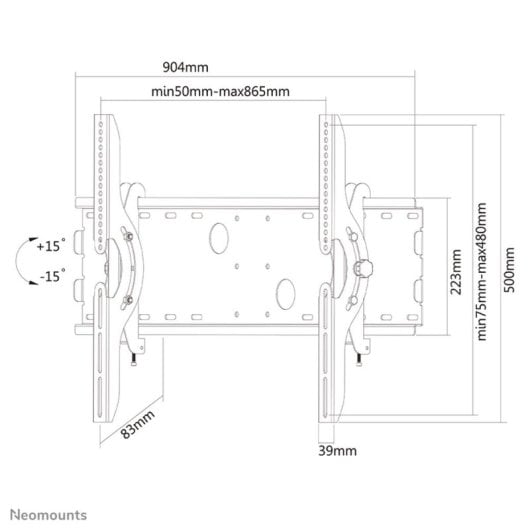 Soporte de pared Neomounts PLASMA-W200BLACK TV 37-85" inclinable acero negro 100 kg