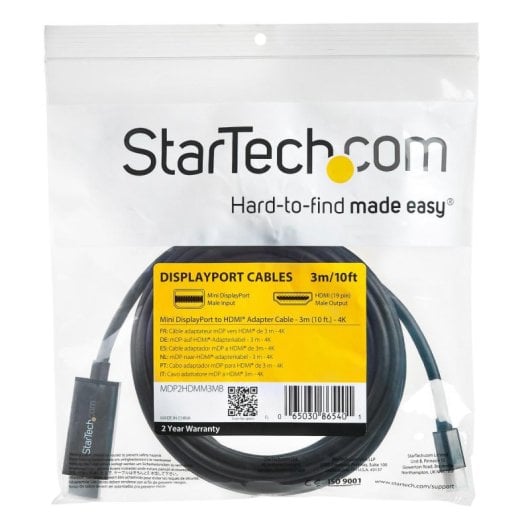 Cable Adaptador Mini DisplayPort a HDMI 3 m 4K 30Hz Negro 7.1 Audio