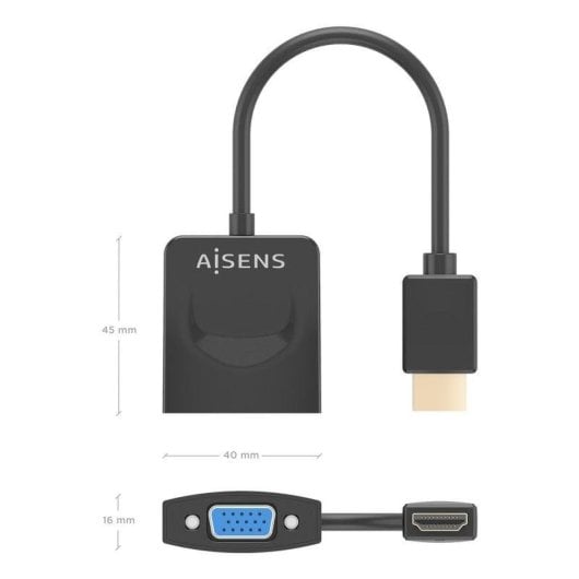 AISENS A122-0947 adaptador de cable de vídeo 0,15 m HDMI tipo A (Estándar) VGA (D-Sub)