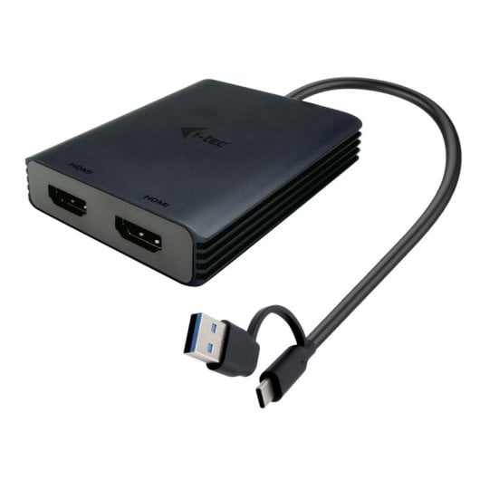 Adaptador HDMI i-tec USB-A/USB-C Dual Video 4K 60Hz 2x HDMI 0,27m Negro
