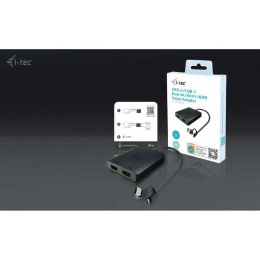 Adaptador HDMI i-tec USB-A/USB-C Dual Video 4K 60Hz 2x HDMI 0,27m Negro