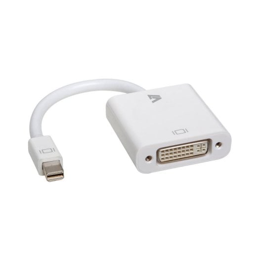 Adaptador Mini DisplayPort a DVI-D V7 0,17 m blanco cobre para MacBook y proyectores