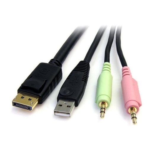Cable conmutador KVM DisplayPort StarTech DP4N1USB6 USB audio micrófono 1,83 m negro