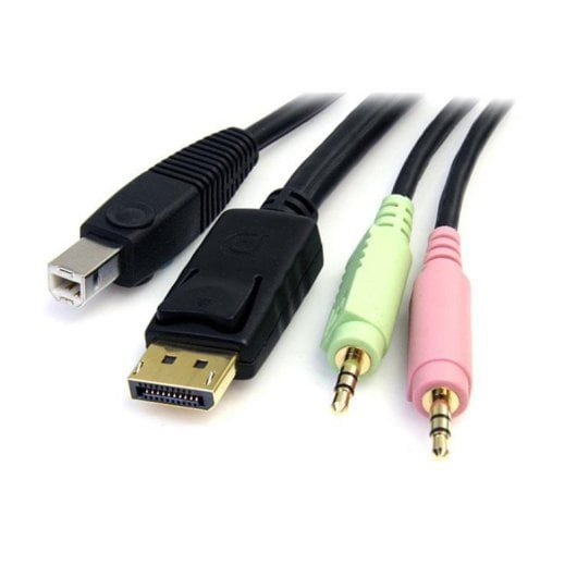 Cable conmutador KVM DisplayPort StarTech DP4N1USB6 USB audio micrófono 1,83 m negro