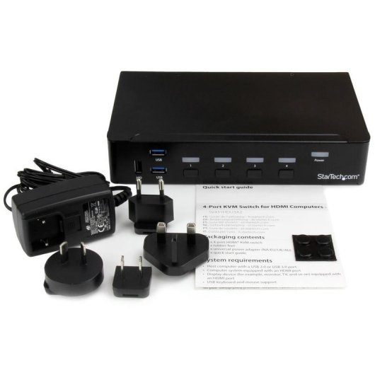 Comutador KVM Aten 2L-7D03U USB VGA Áudio 3m Preto 3 em 1