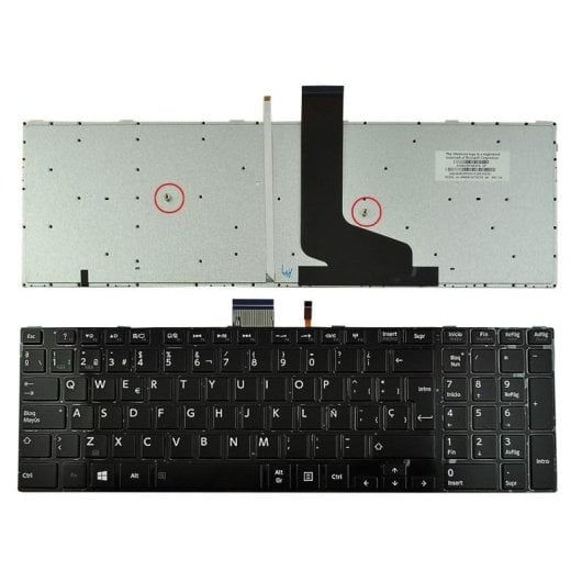 Tastiera per laptop Toshiba Satellite S50-a S50d-a S50dt-a S50t-a S55-a, nera, retroilluminata