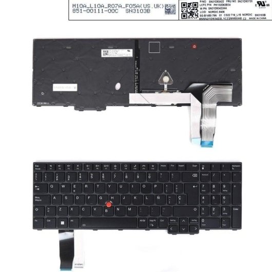 Teclado Retroiluminado para Portátil Lenovo L15 Gen3 T16 P16s Gen1