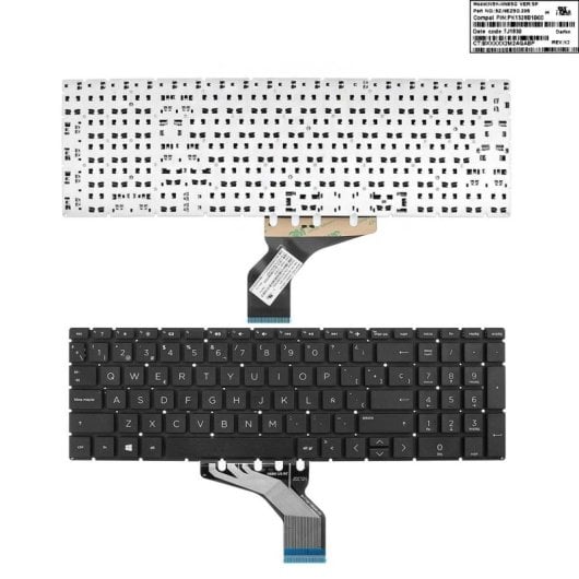 Clavier pour ordinateur portable HP Pavilion 15-da 250 255 Gen7 Hr04-m Yms-0314-m 9z.nezsc.20f Nsk-xn0sc Intro Petit Noir