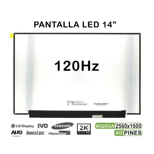 Ecrã LED para portátil de 14" NE140QDM-NX1 120Hz 40 pinos QHD